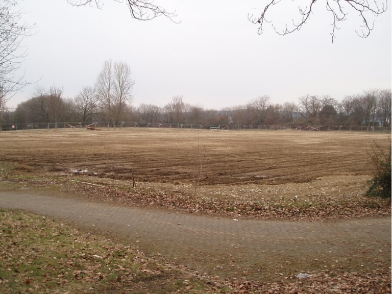 Blick vom Südosten über das ehemals bebaute Gelände des Freizeitbades (Aufnahmedatum: Sonntag, 31.03.2013)